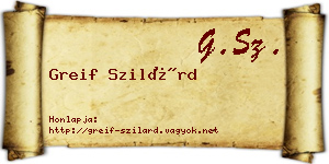 Greif Szilárd névjegykártya
